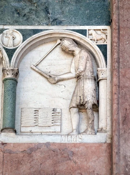 July Detail Bas Relief Representing Labor Months Year Portal Cathedral — Stock Photo, Image