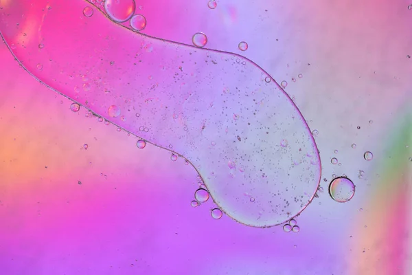 Krople Oleju Wodzie Defocct Abstrakcyjny Psychodeliczny Wzór Obrazu Różowy Kolor — Zdjęcie stockowe