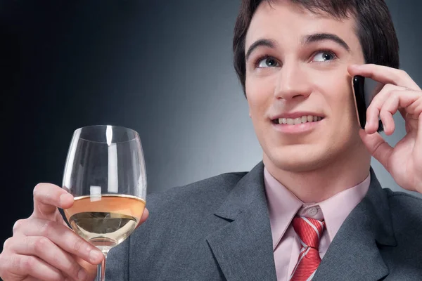Portrait Young Man Glass Wine — Stock Photo, Image