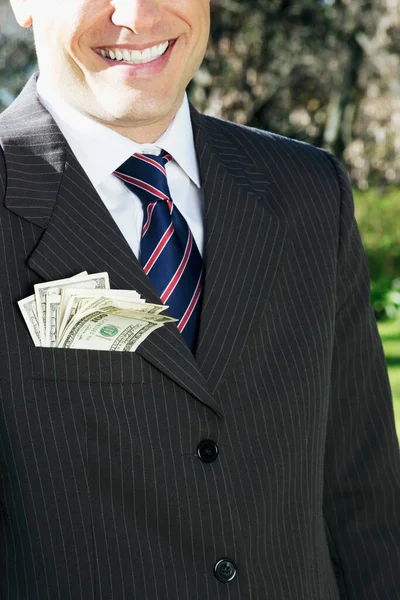 Бизнесмен Деньгами Руках — стоковое фото