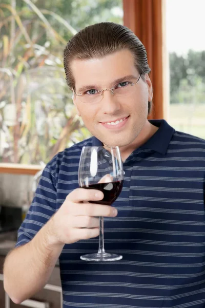 Portrait Young Man Glass Wine — Stock Photo, Image