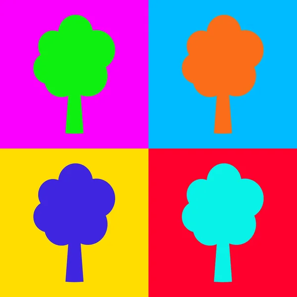 Grünes Baumsymbol Isoliert Auf Gelbem Hintergrund Vektorillustration — Stockfoto