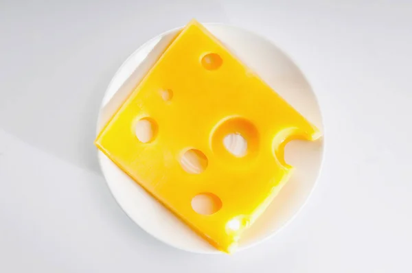 Cheese Slice Isolated White Background — Stock Photo, Image