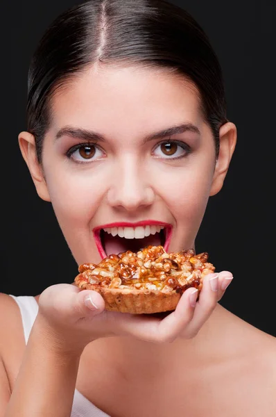 Bela Jovem Mulher Com Uma Comida Saudável — Fotografia de Stock