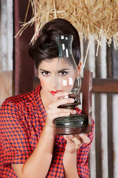 Schöne Junge Frau Mit Einem Glas Kaffee — Stockfoto