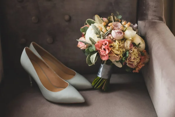 Bellissimo Bouquet Sposa Fiori Rose — Foto Stock