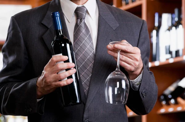 Man Bottle Wine Restaurant Stock Picture