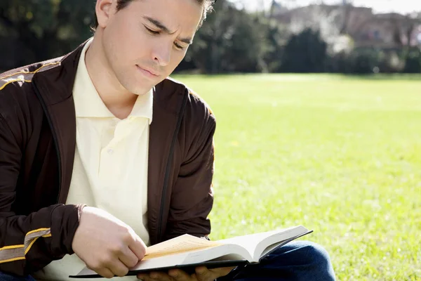 Young Man Reading Book Park Royalty Free Stock Images