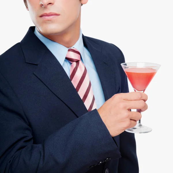 Businessman Red Tie Glass Wine — Stock Photo, Image