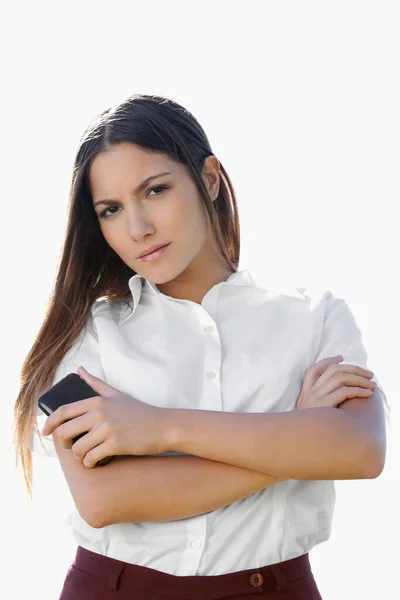 Portret Van Een Jonge Mooie Vrouw Met Lang Haar — Stockfoto