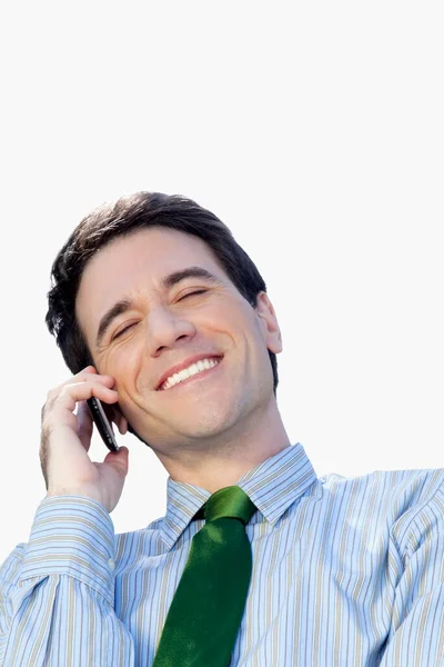 Portrait Young Businessman Talking Phone — Stock Photo, Image