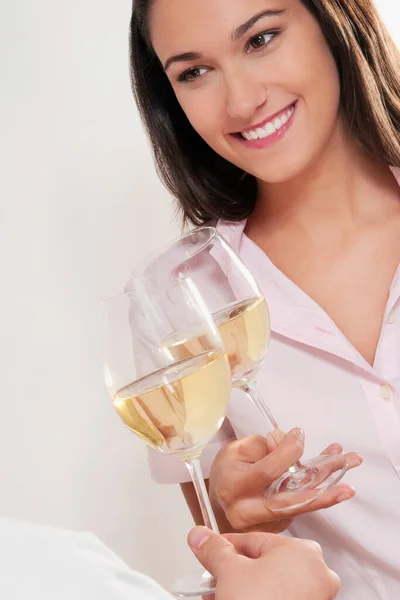 Beautiful Woman Glass Champagne — Stock Photo, Image