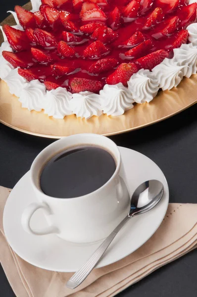 Pyszne Ciasto Czekoladowe Kawą Jagodami — Zdjęcie stockowe