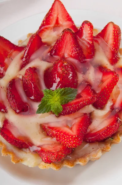 Strawberry Cake Strawberries Mint — Stock Photo, Image