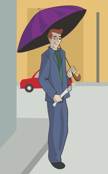 Geschäftsmann Mit Regenschirm Und Tasche — Stockfoto