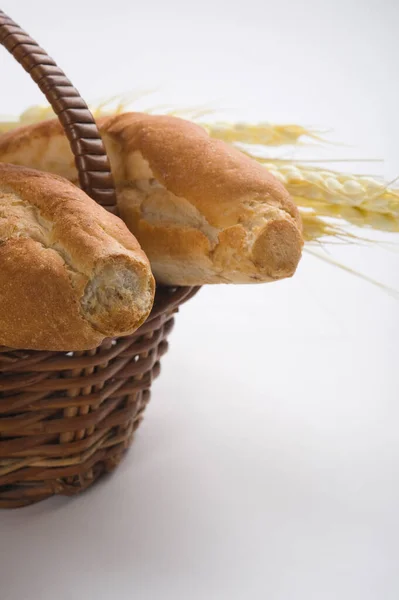 Brood Broodjes Witte Achtergrond — Stockfoto