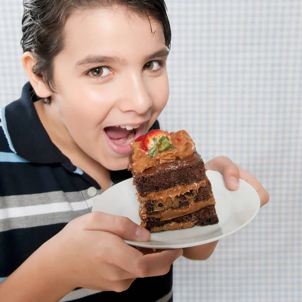 Jeune Fille Avec Gâteau — Photo