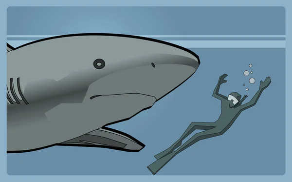 有鱼的鲨鱼图解 — 图库照片