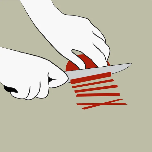 Mão Segurando Papel Com Uma Fita Vermelha — Fotografia de Stock
