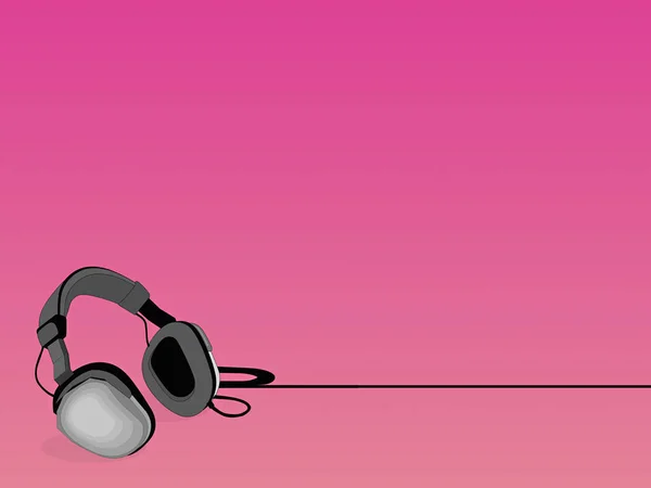 带麦克风的耳机 粉色背景 3D说明 — 图库照片