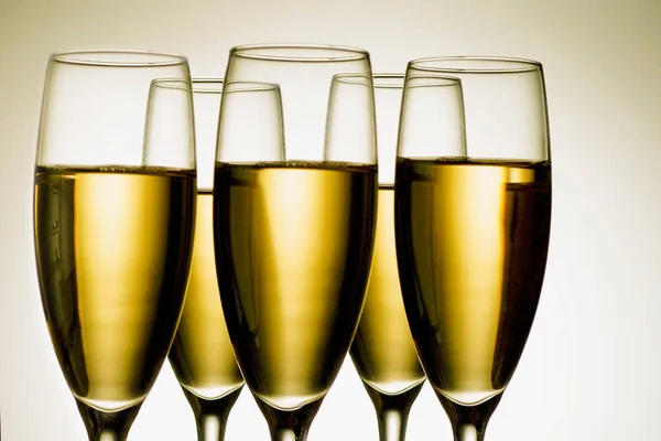 Bicchieri Champagne Con Bicchiere Vino — Foto Stock