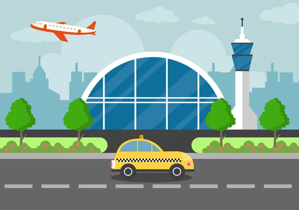 Airport Terminal Building Infographic Aircraft Taking Different Transport Types Elements — Stock Photo, Image