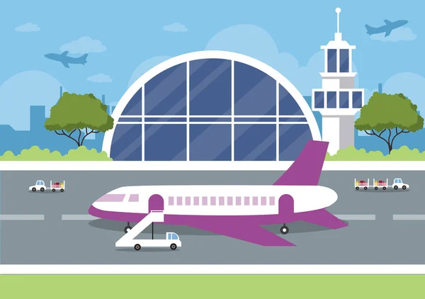 Airport Terminal Building Infographic Aircraft Taking Different Transport Types Elements — Stock Photo, Image