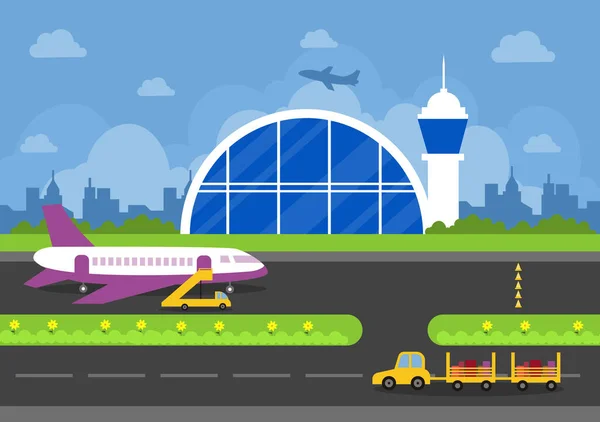 Airport Terminal Building Infographic Aircraft Taking Different Transport Types Elements — Stock Photo, Image