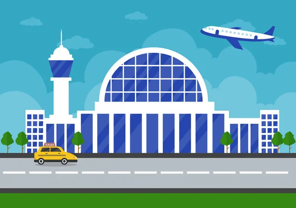 Airport Terminal Building Infographic Aircraft Taking Different Transport Types Elements — Stock Photo, Image