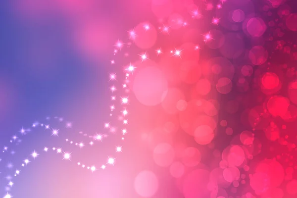 キラキラと輝くボケの星が光の効果で輝く お祝いの抽象的なピンクオレンジ色のグラデーションブルーの背景色 ハッピーニューイヤー パーティー 招待状 バレンタインデーや他の休日のためのカードの概念 — ストック写真