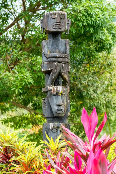 Totem pole in the Sarawak Cultural Village in the north of Kuching on the Santubong peninsula. It showcases the various ethnic groups and local culture of the tribes of Sarawak