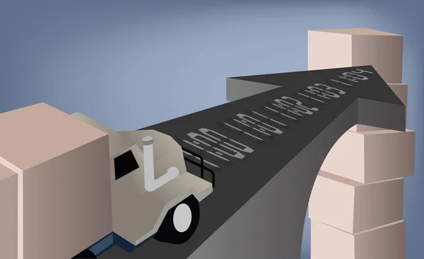 Ilustración Camión Con Una Caja Cartón — Foto de Stock