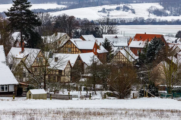 Winterlandschaft Mit Schneebedeckten Bäumen — Stockfoto