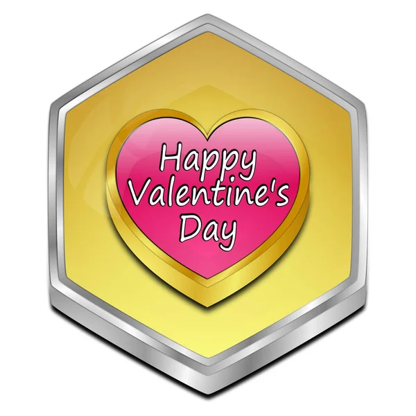 Botão Feliz Dia Dos Namorados Rosa Dourado Ilustração — Fotografia de Stock