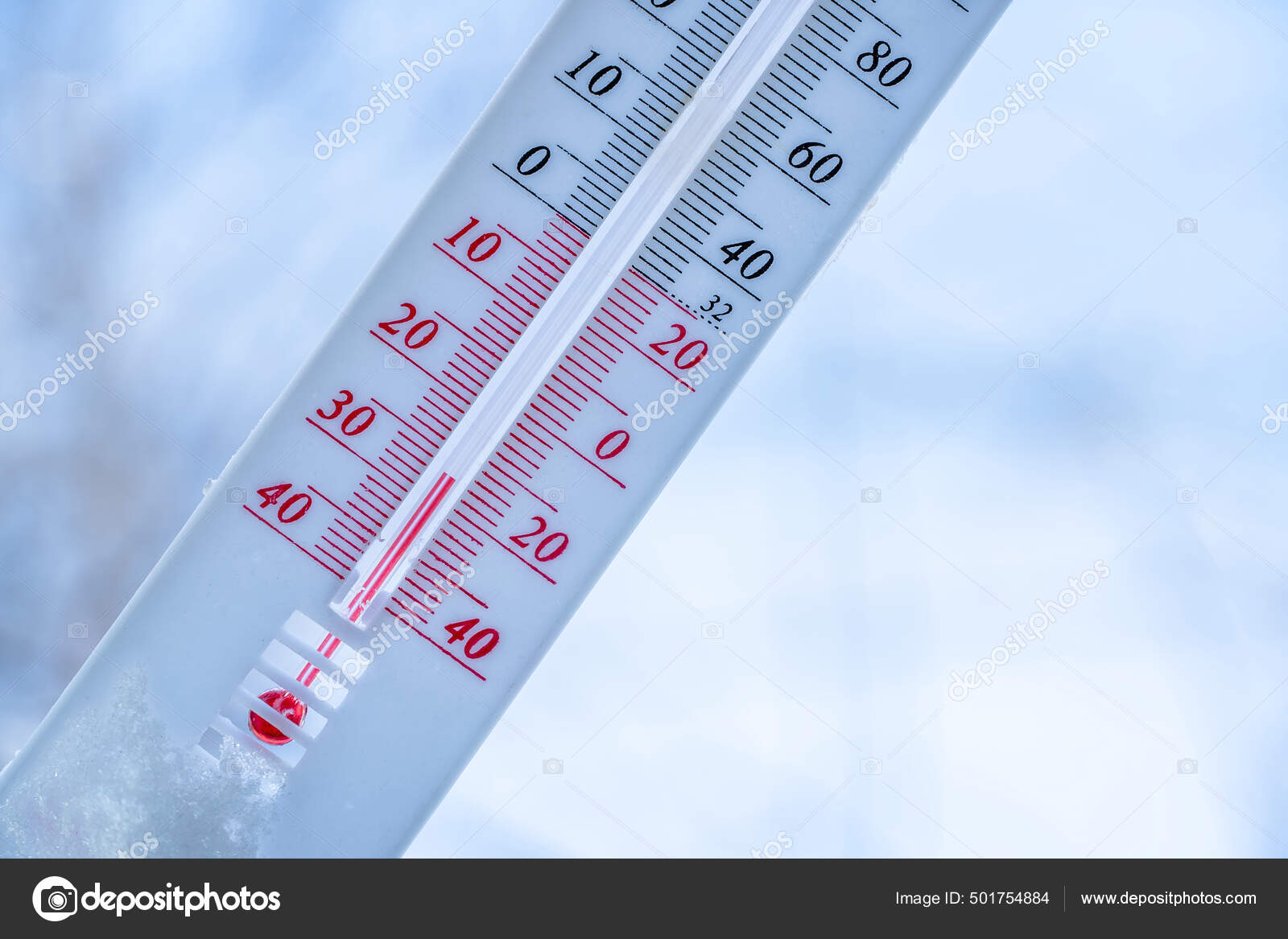 Thermometer Lies Snow Winter Showing Negative Temperature Meteorological  Conditions Harsh Stock Photo by ©PantherMediaSeller 501754884