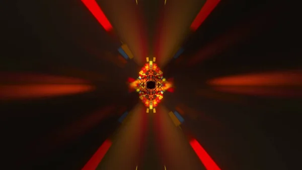 Parlayan Küp Işınları Olan Tünel Bilgisayar Üretildi Soyut Arkaplan Oluşturma — Stok fotoğraf