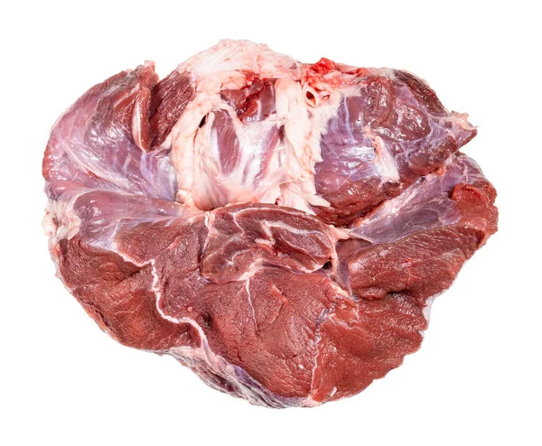 Rauw Stuk Halal Rundvlees Geïsoleerd Witte Achtergrond — Stockfoto