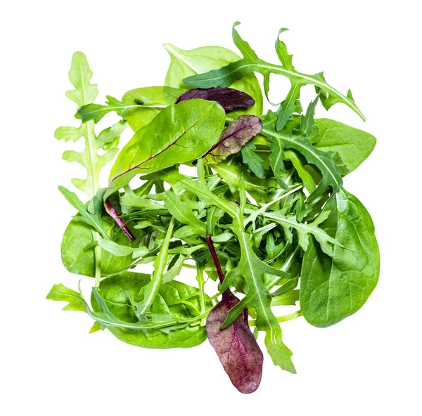 Mischung Aus Verschiedenen Salatgemüsen Isoliert Auf Weißem Hintergrund — Stockfoto
