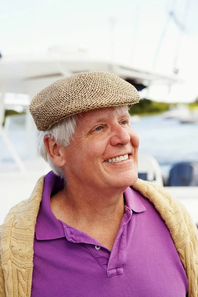 Portrait Homme Âgé Dans Chapeau — Photo