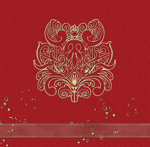 Ilustración Vectorial Patrón Rojo Blanco Con Adorno Floral —  Fotos de Stock