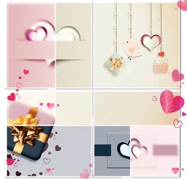 Colagem Amor Moderna Para Valentine Cartão Aniversário Casamento Coleção Pastel — Fotografia de Stock