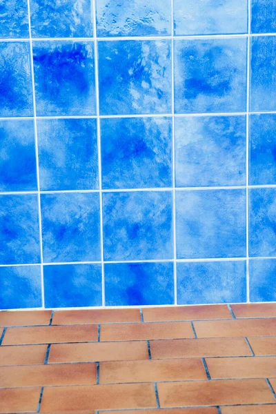 Niebieskie Płytki Podłogowe Basenie — Zdjęcie stockowe
