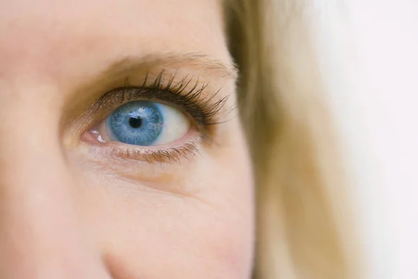 Primer Plano Ojo Femenino Con Una Mirada Seria — Foto de Stock