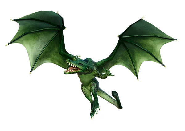 Representación Dragón Verde Aislado Sobre Fondo Blanco —  Fotos de Stock