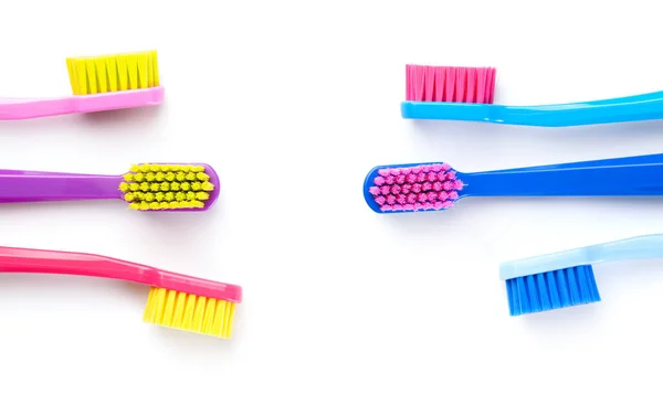 Pink Blue Toothbrush White Background — Stock Photo, Image