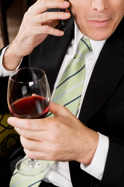 Uomo Con Bicchiere Vino — Foto Stock