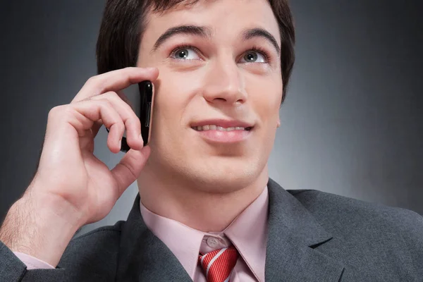 Portrait Young Businessman Talking Phone — Stock Photo, Image