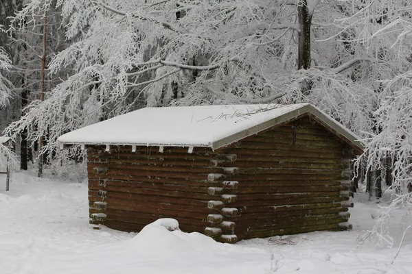 Maison Bois Dans Neige — Photo