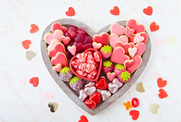Красочные Сладости Форме Сердца Счастливых Валентинок — стоковое фото
