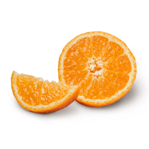 Verse Sinaasappel Met Sinaasappelschijfjes Geïsoleerd Witte Achtergrond Oranje Met Knippad — Stockfoto